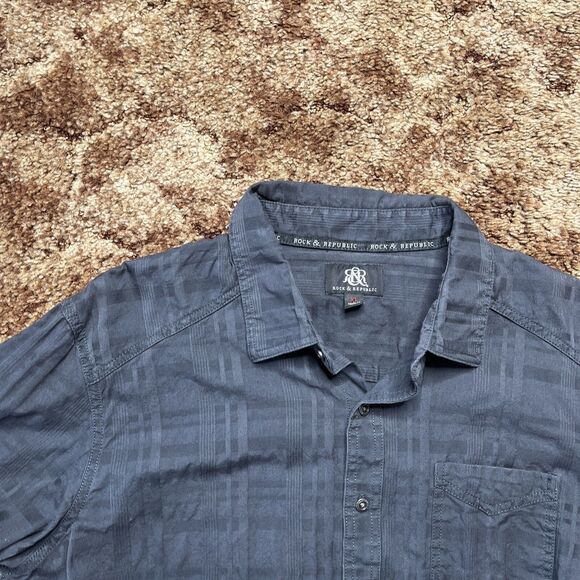 Rock and Republic Button Down Long Sleeve Black Shirt Men’s Size Extra Large XL - Picture 3 of 9